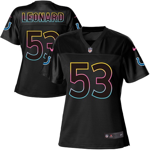 Personalized Colts #53 Darius Leonard Black Women’s NFL Fashion Game Jersey