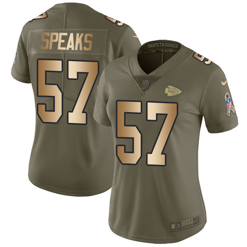 Personalized Chiefs #57 Breeland Speaks Olive Gold Women’s Stitched NFL Limited 2017 Salute to Service Jersey