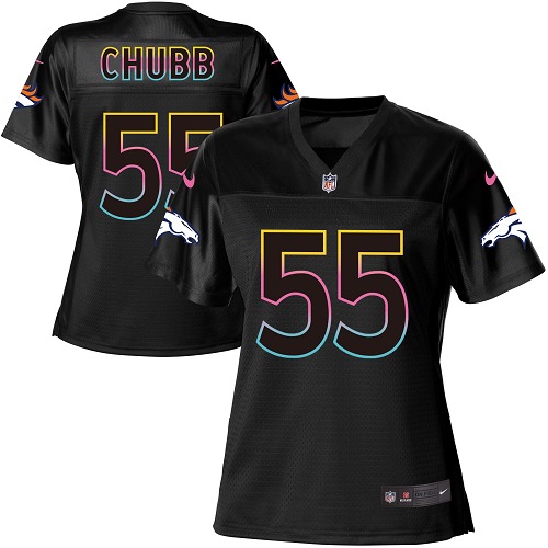 Personalized Broncos #55 Bradley Chubb Black Women’s NFL Fashion Game Jersey
