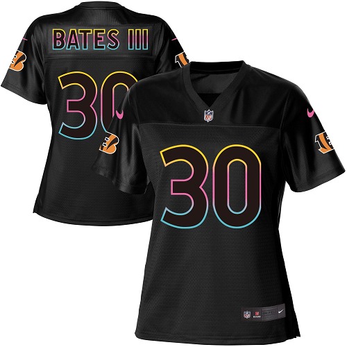 Personalized Bengals #30 Jessie Bates III Black Women’s NFL Fashion Game Jersey