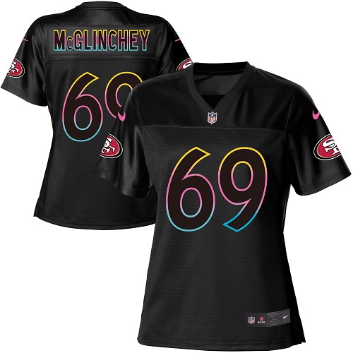 Personalized 49ers #69 Mike McGlinchey Black Women’s NFL Fashion Game Jersey