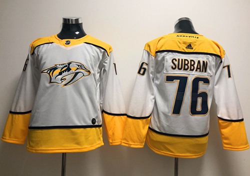 Personalized Youth Predators #76 P.K Subban White Road Authentic Stitched Youth NHL Jersey
