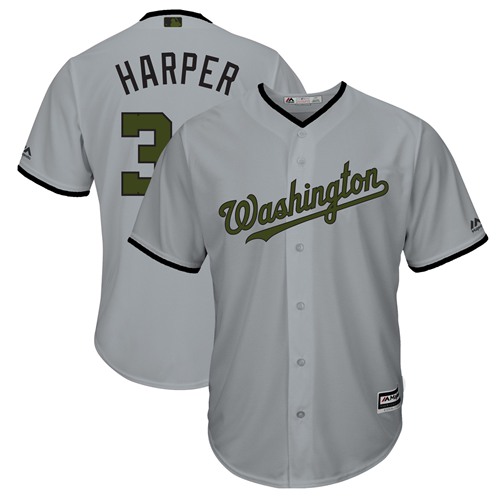 Personalized Nationals #34 Bryce Harper Grey New Cool Base 2018 Memorial Day Stitched Baseball Jersey