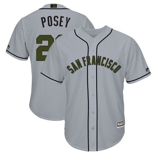Personalized Giants #28 Buster Posey Grey New Cool Base 2018 Memorial Day Stitched Baseball Jersey