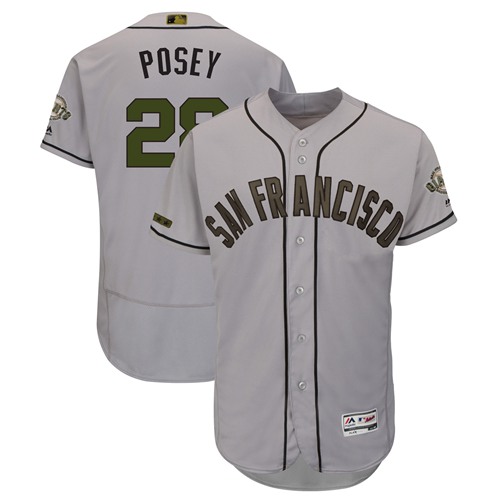 Personalized Giants #28 Buster Posey Gray Flexbase Authentic Collection 2018 Memorial Day Stitched Baseball Jersey
