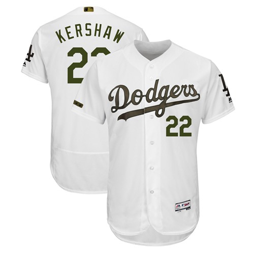 Personalized Dodgers #22 Clayton Kershaw White Flexbase Authentic Collection 2018 Memorial Day Stitched Baseball Jersey