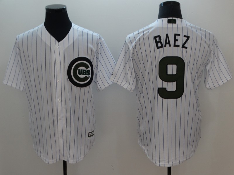 Personalized Cubs 9 Javier Baez White 2018 Memorial Day Cool Base Jersey