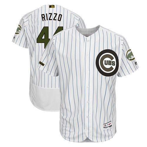 Personalized Cubs #44 Anthony Rizzo White(Blue Strip) Flexbase Authentic Collection 2018 Memorial Day Stitched Baseball Jersey