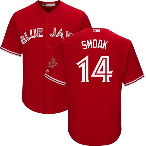 Personalized Blue Jays #14 Justin Smoak Red New Cool Base Canada Day Stitched Baseball Jersey