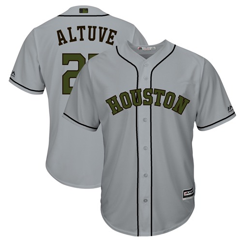 Personalized Astros #27 Jose Altuve Grey New Cool Base 2018 Memorial Day Stitched Baseball Jersey