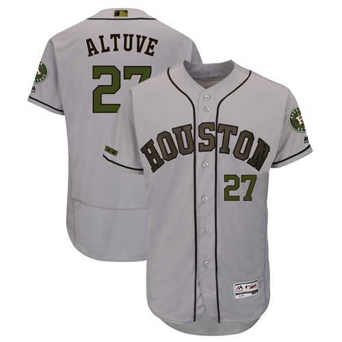 Personalized Astros #27 Jose Altuve Grey Flexbase Authentic Collection 2018 Memorial Day Stitched Baseball Jersey