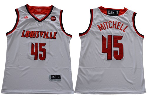 Personalized Cardinals #45 Donovan Mitchell White Basketball Stitched NCAA Jersey
