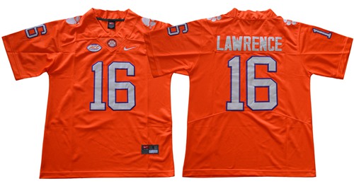 Personalized Tigers #16 Trevor Lawrence Orange Limited Stitched NCAA Jersey