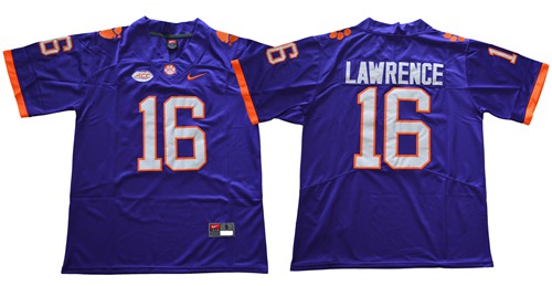 Personalized Tigers #16 Trevor Lawrence Purple Limited Stitched NCAA Jersey
