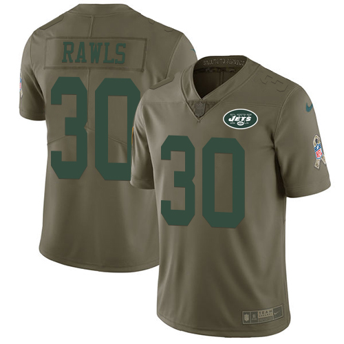 Personalized Jets #30 Thomas Rawls Olive Men’s Stitched NFL Limited 2017 Salute To Service Jersey