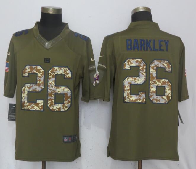 Personalized Giants 26 Saquon Barkleyn Olive Salute To Service Limited Jersey