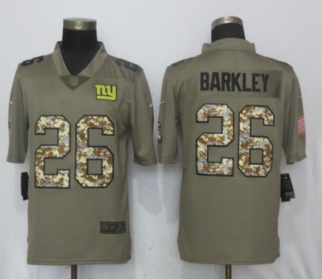 Personalized Giants 26 Saquon Barkleyn Olive Salute To Service Limited Jersey