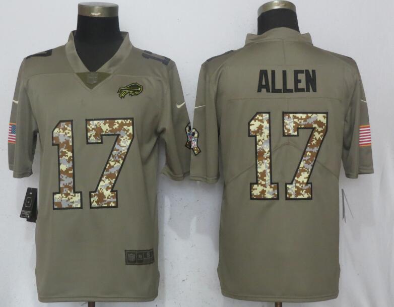 Personalized Bills 17 Josh Allen Olive Salute To Service Limited Jersey