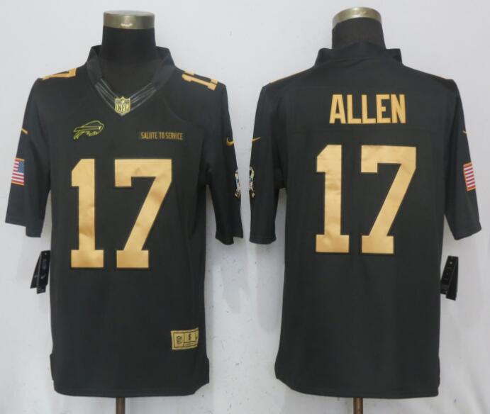 Personalized Bills 17 Josh Allen Anthracite Gold Salute To Service Limited Jersey
