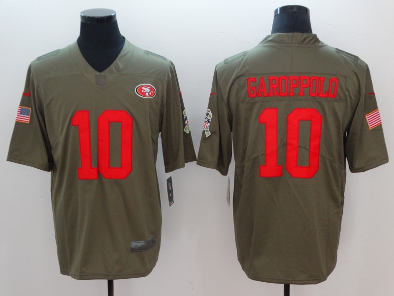 Personalized 49ers 10 Jimmy Garoppolo Olive Salute To Service Limited Jersey