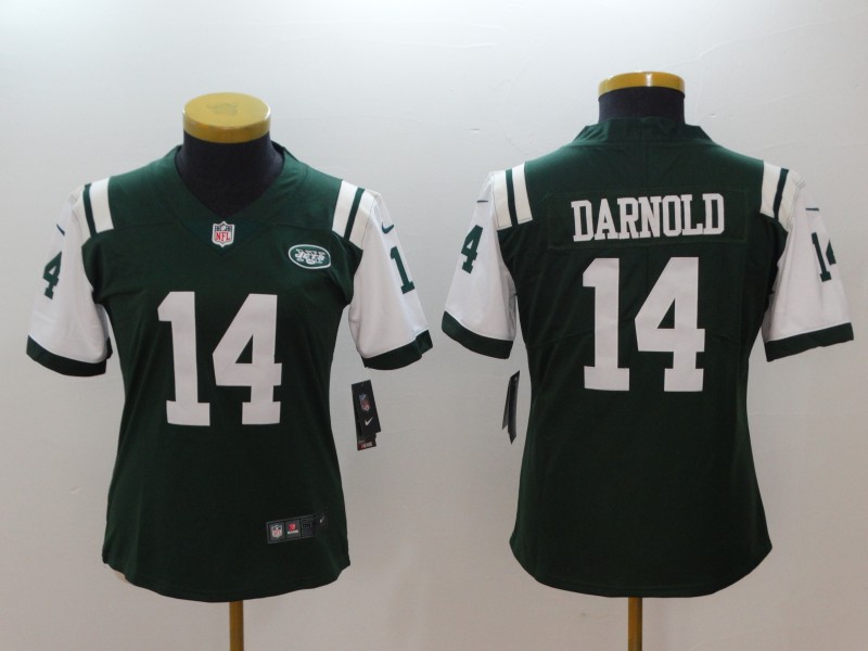 Personalized Women Jets 14 Sam Darnold Green Women Untouchable Player Limited Jersey