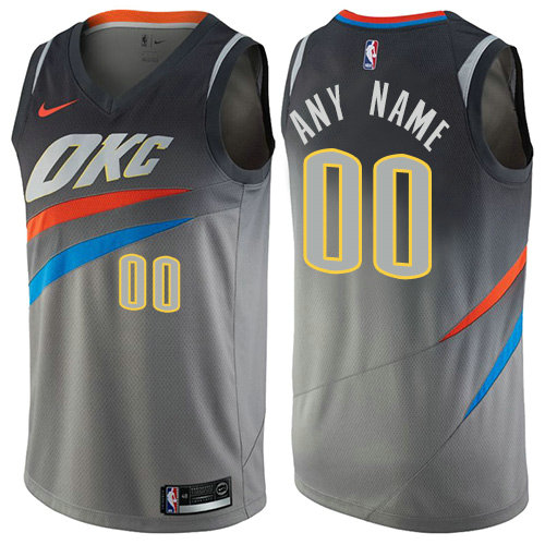 Personalized Men’s Oklahoma City Thunderized Swingman Gray NBA City Edition Jersey