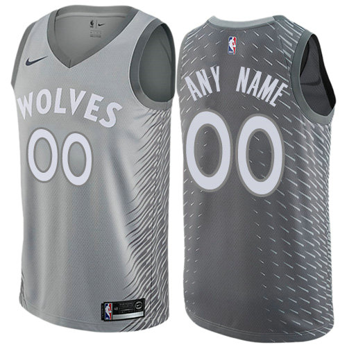 Personalized Men’s Minnesota Timberwolvesized Authentic Gray NBA City Edition Jersey