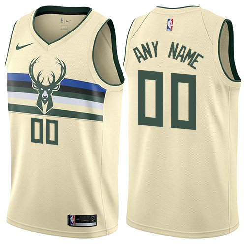 Personalized Men’s Milwaukee Bucksized Authentic Cream NBA City Edition Jersey
