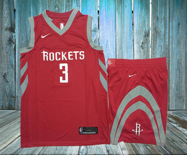Personalized Rockets 3 Chris Paul Red Swingman Jersey(With Shorts)
