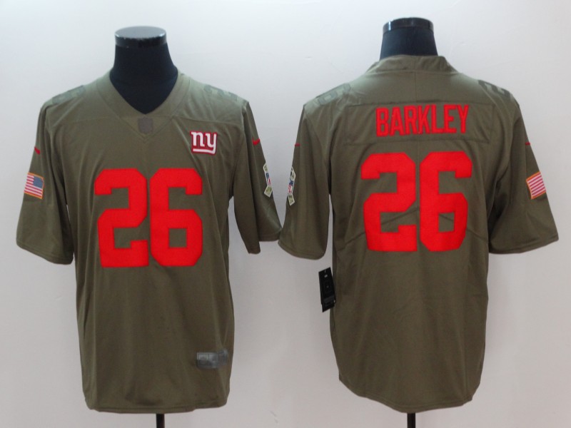 Personalized Giants 26 Saquon Barkley Olive Salute To Service Limited Jersey