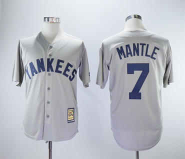 Personalized Yankees 7 Mickey Mantle Gray Cooperstown Collection Mitchell & Ness Jersey