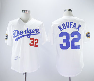Personalized Dodgers 32 Sandy Koufax White 1958 Throwback Jersey