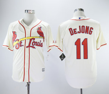 Personalized Cardinals 11 Paul DeJong Cream Cool Base Jersey