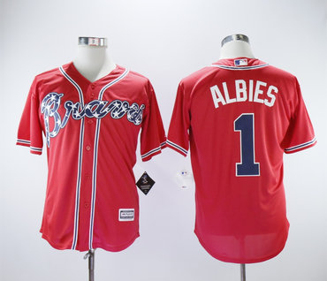 Personalized Braves 1 Ozzie Albies Red Cool Base Jersey