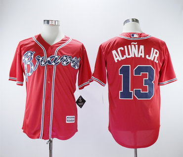 Personalized Braves 13 Ronald Acuna Jr. Red Cool Base Jersey