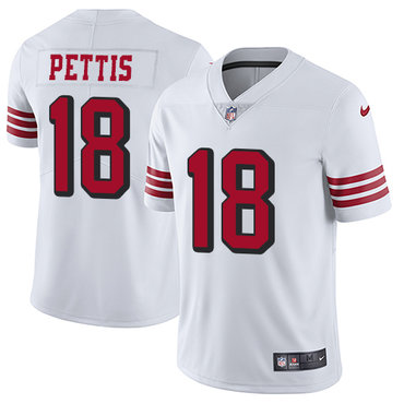 Personalized 49ers #18 Dante Pettis White Rush Men’s Stitched NFL Untouchable Limited Jersey
