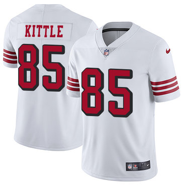 Personalized 49ers #85 George Kittle White Rush Men’s Stitched NFL Untouchable Limited Jersey