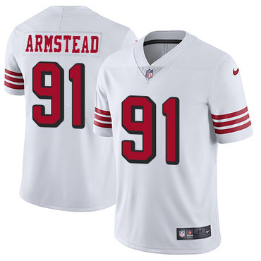 Personalized 49ers #91 Arik Armstead White Rush Men’s Stitched NFL Untouchable Limited Jersey