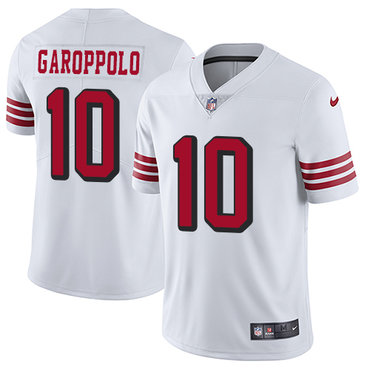 Personalized 49ers #10 Jimmy Garoppolo White Rush Men’s Stitched NFL Untouchable Limited Jersey