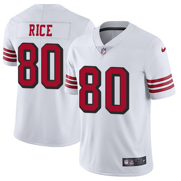 Personalized 49ers #80 Jerry Rice White Rush Youth Stitched NFL Untouchable Limited Jersey