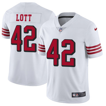 Personalized 49ers #42 Ronnie Lott White Rush Youth Stitched NFL Untouchable Limited Jersey