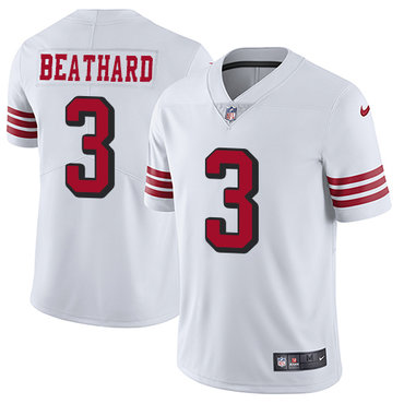 Personalized 49ers #3 C.J. Beathard White Rush Youth Stitched NFL Untouchable Limited Jersey