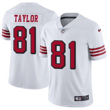 Personalized 49ers #81 Trent Taylor White Rush Youth Stitched NFL Untouchable Limited Jersey