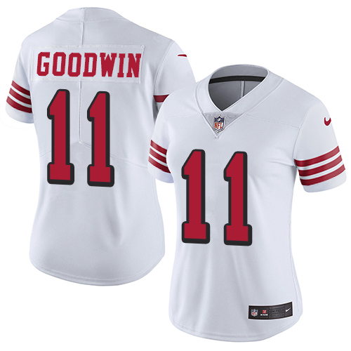 Personalized 49ers #11 Marquise Goodwin White Rush Women’s Stitched NFL Untouchable Limited Jersey