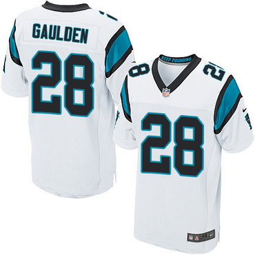 Personalized Panthers #28 Rashaan Gaulden White Men’s Stitched NFL Elite Jersey