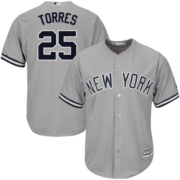 Personalized Yankees 25 Gleyber Torres Gray Cool Base Jersey