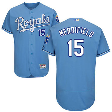 Personalized Royals #15 Whit Merrifield Light Blue Flexbase Authentic Collection Stitched Baseball Jersey