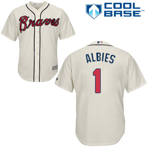 Personalized Braves #1 Ozzie Albies Cream New Cool Base Stitched Baseball Jersey