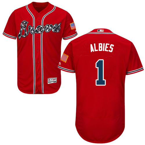 Personalized Braves #1 Ozzie Albies Red Flexbase Authentic Collection Stitched Baseball Jersey