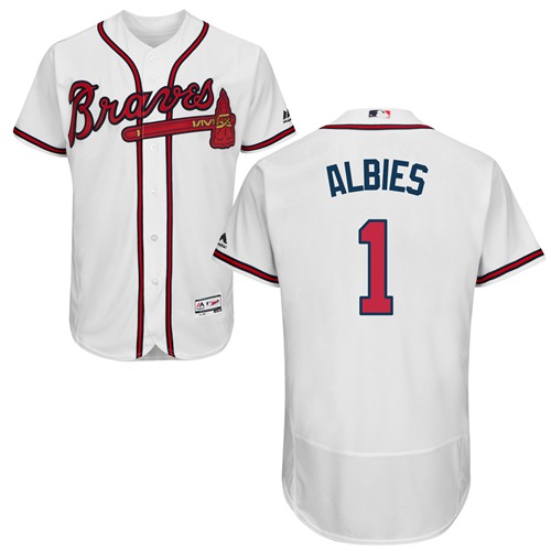 Personalized Braves #1 Ozzie Albies White Flexbase Authentic Collection Stitched Baseball Jersey
